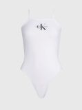 Alb Body Din Bumbac Elastic Cu Logo Monograma  Femei