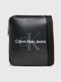 Black Logo Crossbody Reporter Bag  Men