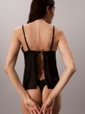 Negru Chiloti Tanga - CK Black Floral Lace  Femei