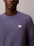 Albastru Bluza Cu Maneca Lunga Si Textura Waffle  Barbati