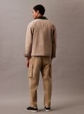 Khaki Cotton Stretch Straight Fit Cargo Trousers  Men