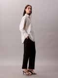 Negru Pantaloni Chino Drepti Din Bumbac Elastic  Femei