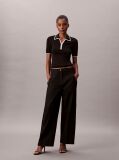 Negru Pantaloni Din Bumbac Twill Cu Banda Logo  Femei