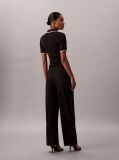 Negru Pantaloni Din Bumbac Twill Cu Banda Logo  Femei