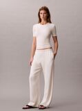 Alb Pantaloni Din Satin Cu Textura Hammered  Femei
