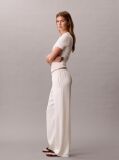 Alb Pantaloni Din Satin Cu Textura Hammered  Femei