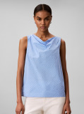 Albastru Top Slim Din Poplin Cu Aspect Fluid  Femei