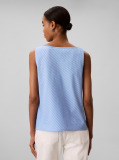 Albastru Top Slim Din Poplin Cu Aspect Fluid  Femei