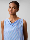 Albastru Top Slim Din Poplin Cu Aspect Fluid  Femei