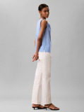 Albastru Top Slim Din Poplin Cu Aspect Fluid  Femei
