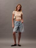 Roz Tricou Slim Cropped Cu Monograma  Femei