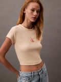 Roz Tricou Slim Cropped Cu Monograma  Femei
