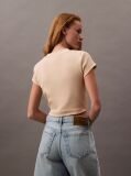 Roz Tricou Slim Cropped Cu Monograma  Femei
