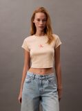 Roz Tricou Slim Cropped Cu Monograma  Femei