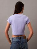 Mov Tricou Slim Cropped Cu Monograma  Femei