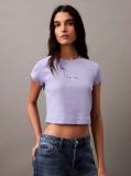 Mov Tricou Slim Cropped Cu Monograma  Femei