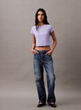 Mov Tricou Slim Cropped Cu Monograma  Femei
