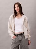 Beige Monogram Zip Up Hoodie  Women