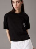 Negru Tricou Scurt Cu Logo Scut  Femei