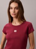 Rosu Tricou Slim Din Bumbac Reiat Cu Emblema  Femei