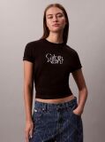 Negru Tricou Slim Cu Imprimeu Grafic Si Logo Script  Femei