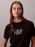 Negru Tricou Slim Cu Imprimeu Grafic Si Logo Script  Femei