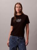 Negru Tricou Slim Cu Imprimeu Grafic Si Logo Script  Femei