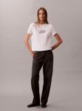 Alb Tricou Slim Cu Imprimeu Grafic Si Logo Script  Femei