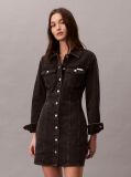 Negru Rochie-Camasa Din Denim  Femei
