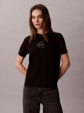 Negru Tricou Cu Logo Metalic Lucios  Femei