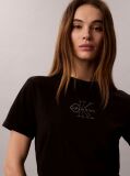 Negru Tricou Cu Logo Metalic Lucios  Femei