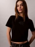 Negru Tricou Cu Logo Metalic Lucios  Femei