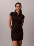 Negru Rochie Mini Polo Din Tricot Tehnic  Femei