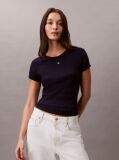 Purple Short Sleeve Monogram Patch Slim Waffle Tee  Women