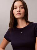 Purple Short Sleeve Monogram Patch Slim Waffle Tee  Women