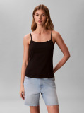 Negru Top Slim Din Bumbac Elastic Cu Bretele Subtiri  Femei