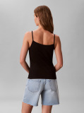 Negru Top Slim Din Bumbac Elastic Cu Bretele Subtiri  Femei