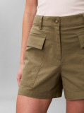 Green Cotton Twill Utility Shorts  Women