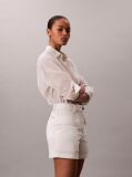 White Cotton Twill Utility Shorts  Women