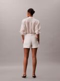 White Cotton Twill Utility Shorts  Women