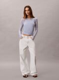 Alb Blugi Wide Leg  Femei