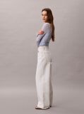 Alb Blugi Wide Leg  Femei