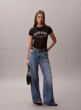 Negru Tricou Slim Cu Logo Varsity  Femei