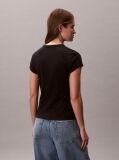 Negru Tricou Slim Cu Logo Varsity  Femei