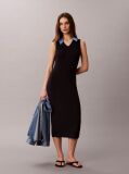Albastru Rochie Polo Fara Maneci Din Bumbac Tricotat  Femei
