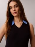 Albastru Rochie Polo Fara Maneci Din Bumbac Tricotat  Femei