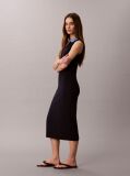 Albastru Rochie Polo Fara Maneci Din Bumbac Tricotat  Femei