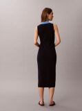 Albastru Rochie Polo Fara Maneci Din Bumbac Tricotat  Femei