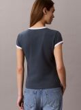 Albastru Tricou Ringer Cu Logo Brodat  Femei