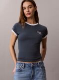 Albastru Tricou Ringer Cu Logo Brodat  Femei